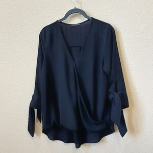 Black West Kei Wrap Blouse